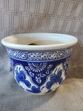 Blue and White Floral Ceramic Planter