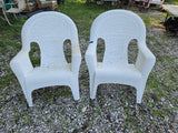 Pair of Plastic Lightweight Basket Weave Adirondack Style Chairs
