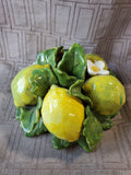 Lemon and White Flower Ceramic Candle Holder