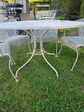 Classic White Iron Patio Dining Set, 7-Pieces + Cover **Read description**