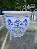 Large Blue and White Glazed Terracotta Planter (H)