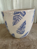 Blue and White Glazed Terracotta Planter