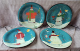 Set of 4 Certified International Snowman Dinner Plates
