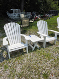 Two Crutchman Poly Adirondack Chairs + Folding Side Table