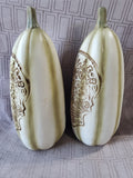 Pair of Resin Day of the Dead Sugar Skull Gourds