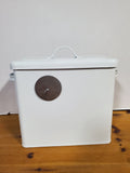White Metal Laundry Soap Powder Container with Scoop