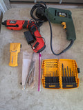 Tool Lot - Drill, Rechargeable Screwdriver, Bit Set, Level