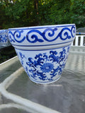 Large Blue and White Ceramic Planter (A)
