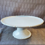 Italian Pottery White Pedestal Cake Stand
