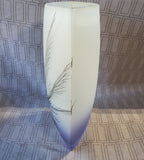 Frosted Glass Vase with Feather Design