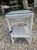 White Wicker Side Table/Plant Stand