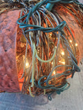 Lighted Metal and Wood Pumpkin Figurine WORKS