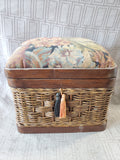 Wicker Sewing Box with Pin Cushion Lid