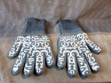 Pair of Temp-Tations by Tara Gray and White Damask Oven Mitts—Size Large