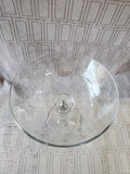 Etched Clear Glass Compote Dish