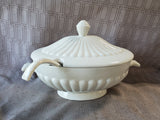 California Pottery White Soup Tureen with Ladle