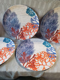 Set of 5 Coral Reef Melamine Dinner Plates