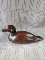 (B) Carved Wood Duck Figurine
