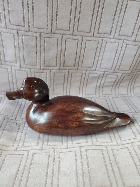 (B) Carved Wood Duck Figurine