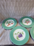 Lot of 6 Teal Rimmed Salad Plates