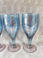 Set of 4 Blue and Purple Stemmed Goblets