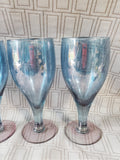 Set of 4 Blue and Purple Stemmed Goblets