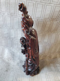 Asian Inspired Shou Xing Diety Carved Wooden Figurine