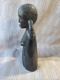 (A) Hand Carved Ebony Wood African Folk Art Statue