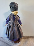 Porcelain Doll with Grey and Blue Dress