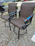 Bar Height All-Weather Wicker Swivel Chair Pair