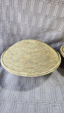 Pair of Hand-Woven African Folk Art Coil Baskets with Lids