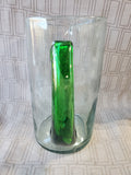 Hand Blown Clear and Green Glass Pitcher
