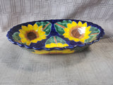 Mexican Pottery Sunflower Oblong Serving Bowl