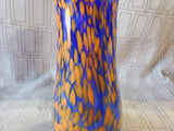 Signed Handblown Blue and Orange Glass Vase by Jeb