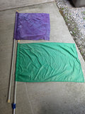 Two Flags (Purple and Green) on Aluminum Poles