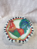 Rooster Art Glass Plate