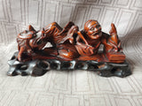 Asian Inspired Carved Wood Diety and Dragon Figurine with Stand