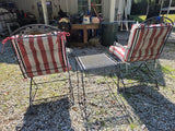 Pair of Black Metal Rocking Outdoor Chairs w/Side Table And Cushions