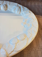 White Embossed Fruit Ceramic Serving Platter