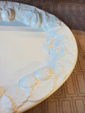 White Embossed Fruit Ceramic Serving Platter