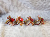 Set of 4 Red Beaded Napkin Rings