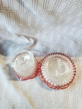 Pair of Clear and Ruby Glass Rimmed Candy Dishes