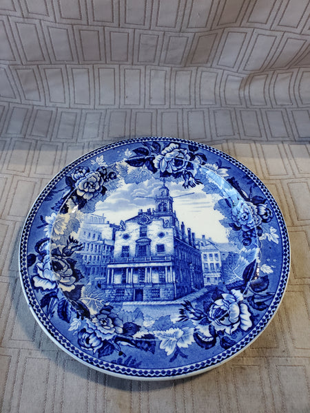 Wedgwood Blue and White Transferware "Old State House Boston" Plate