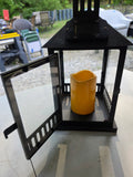 Black Metal Patio Lanter w/Solar Candle *UNTESTED