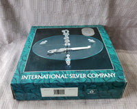 International Silver Company Glass Cheese Plate with Cheese Knife