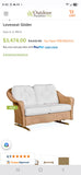 A-Lloyd Loom White Wicker Glider Loveseat, Chair and Table Set w/Sunbrella Cushions