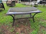 Brown All Weather Wicker Coffee Table w/Smoked Glass Top