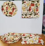 20 Piece Reversible Red and Yellow Floral Quilted Placemat and Fabric Napkin Set
