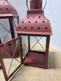 Colonial Williamsburg Red Metal  Lanterns - Three Piece Set (A)