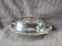 Silverplate Vegetable Serving Dish with Divided Glass Dish Insert